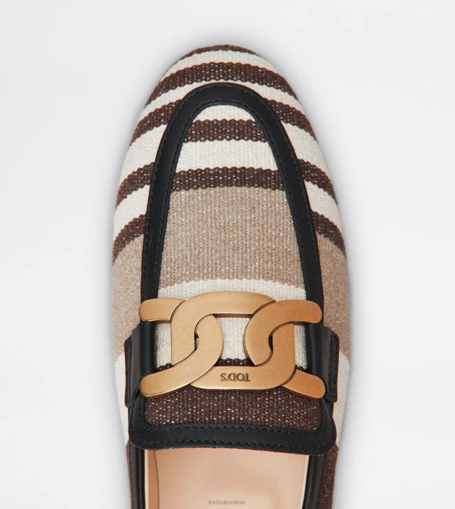 Tod\'s 8NXV57 hnedá/biela/béžová ženy kate mokasíny z látky a kože