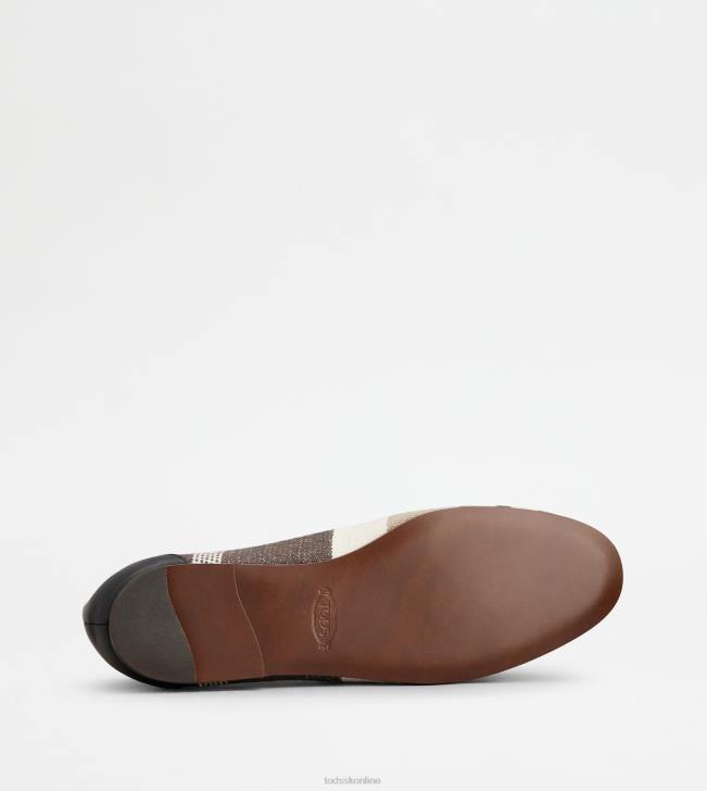 Tod\'s 8NXV57 hnedá/biela/béžová ženy kate mokasíny z látky a kože