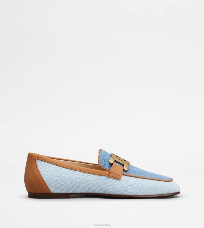 Tod\'s 8NXV58 svetlo modrá/hnedá ženy kate mokasíny z džínsoviny a kože
