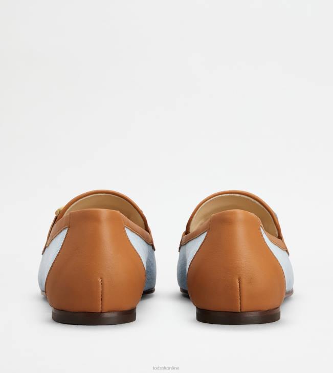Tod\'s 8NXV58 svetlo modrá/hnedá ženy kate mokasíny z džínsoviny a kože