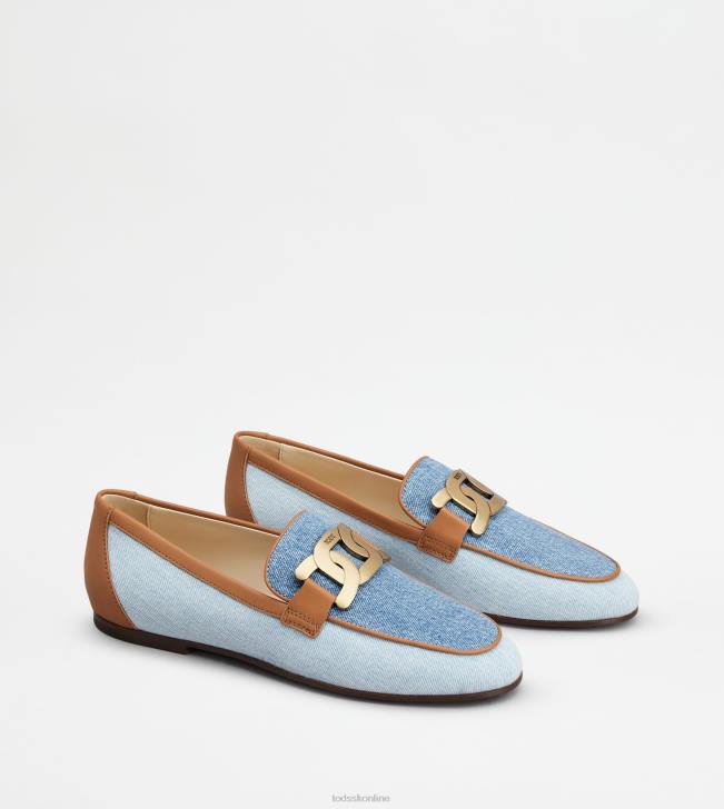 Tod\'s 8NXV58 svetlo modrá/hnedá ženy kate mokasíny z džínsoviny a kože