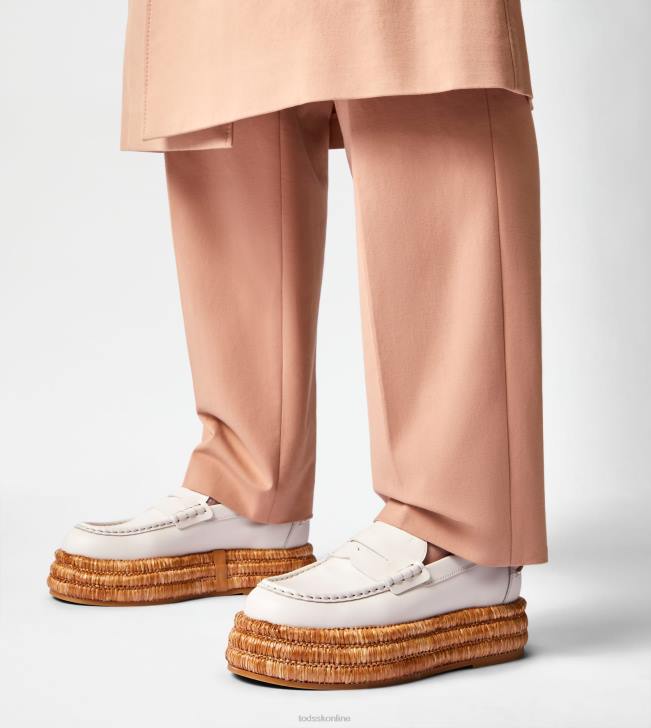 Tod\'s 8NXV62 biely ženy kožené mokasíny na platforme