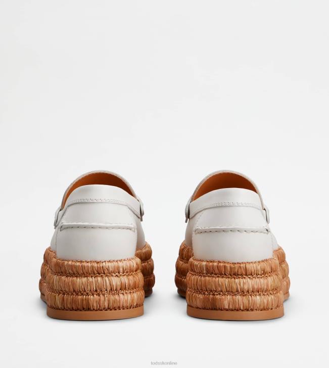 Tod\'s 8NXV62 biely ženy kožené mokasíny na platforme