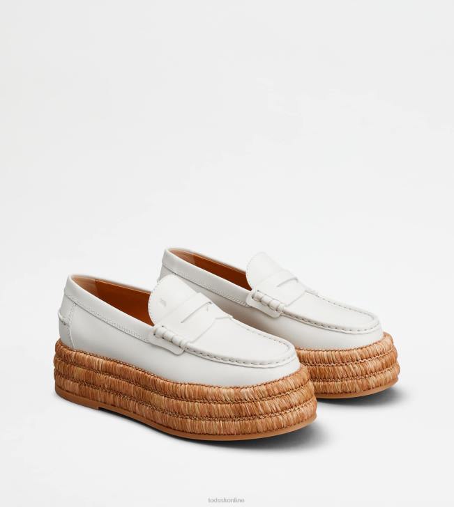Tod\'s 8NXV62 biely ženy kožené mokasíny na platforme