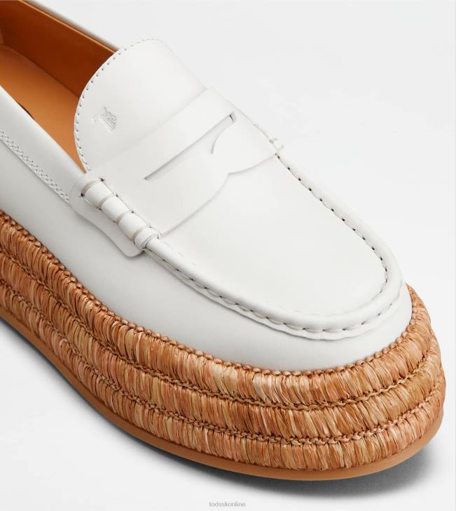Tod\'s 8NXV62 biely ženy kožené mokasíny na platforme