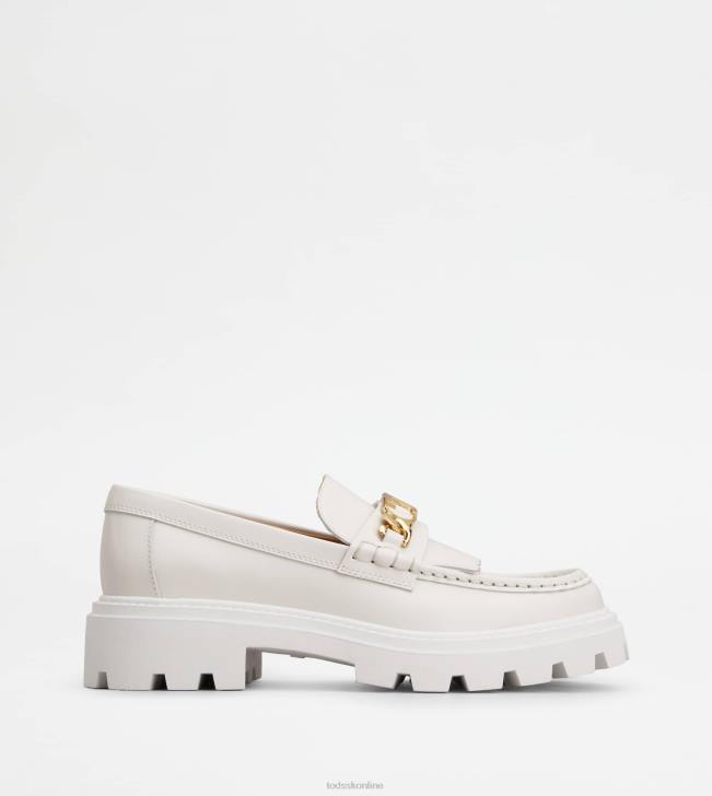 Tod's 8NXV6 biely ženy kožené mokasíny so strapcami