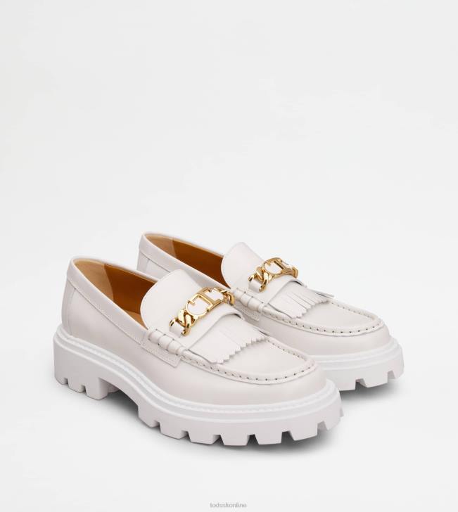 Tod\'s 8NXV6 biely ženy kožené mokasíny so strapcami