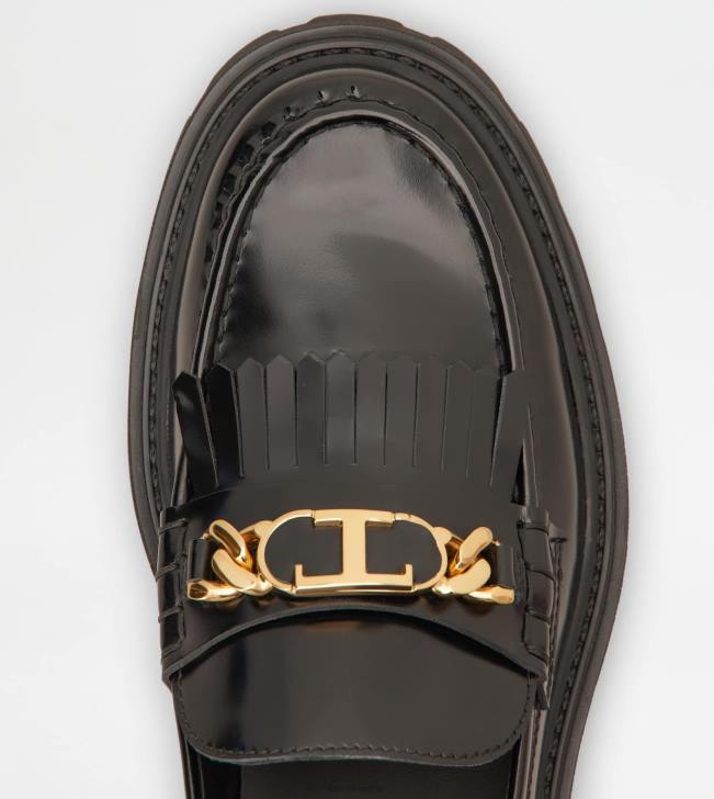 Tod\'s 8NXV7 čierna ženy kožené mokasíny so strapcami