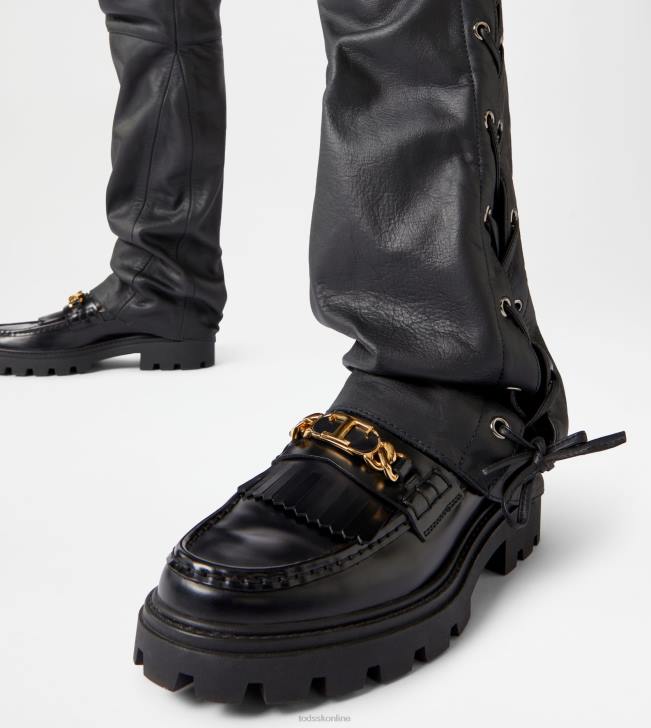 Tod\'s 8NXV7 čierna ženy kožené mokasíny so strapcami