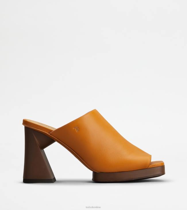 Tod's 8NXV219 oranžová ženy kožená platforma s podpätkom