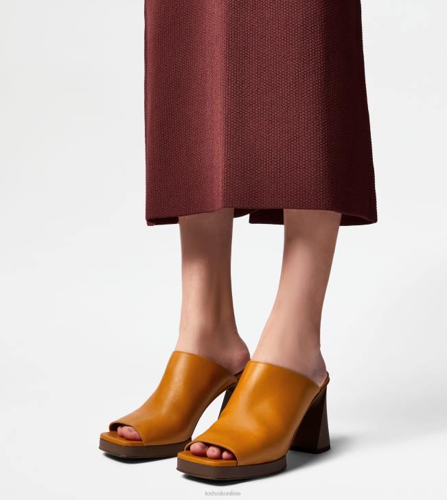Tod\'s 8NXV219 oranžová ženy kožená platforma s podpätkom