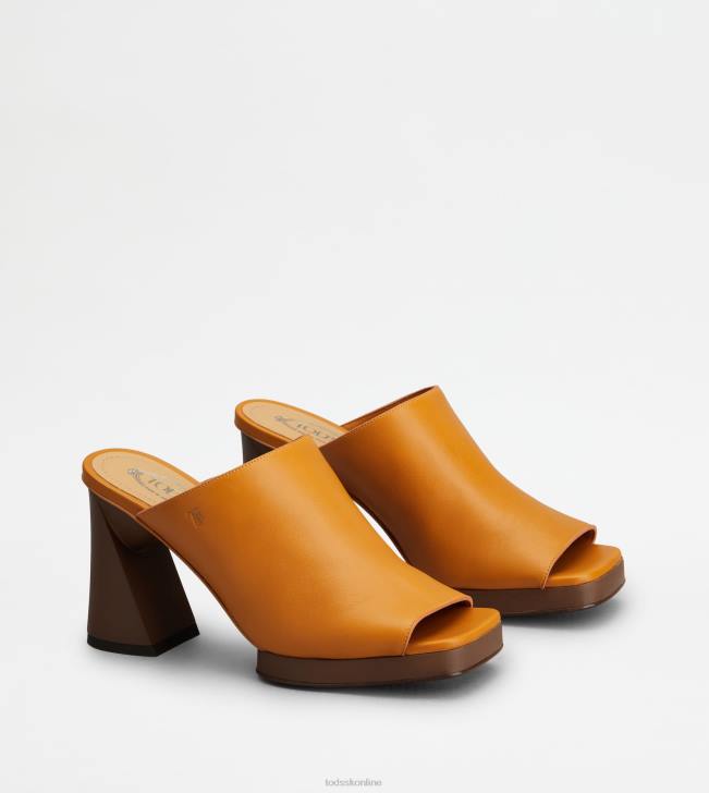 Tod\'s 8NXV219 oranžová ženy kožená platforma s podpätkom