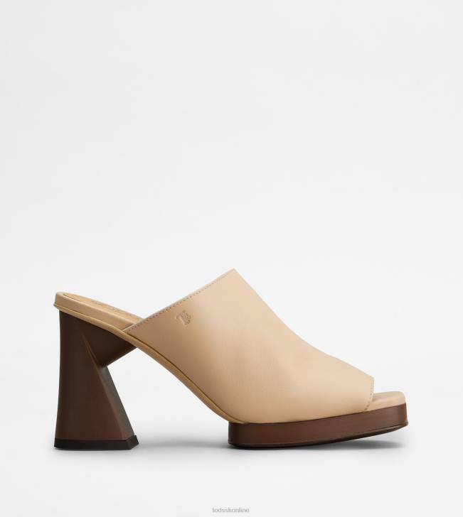 Tod's 8NXV220 béžová ženy kožená platforma s podpätkom