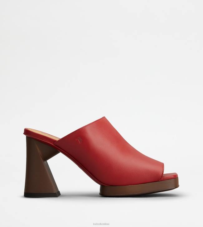 Tod's 8NXV221 červená ženy kožená platforma s podpätkom