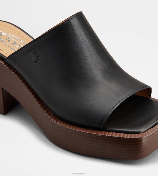 Tod\'s 8NXV222 čierna ženy kožená platforma s podpätkom