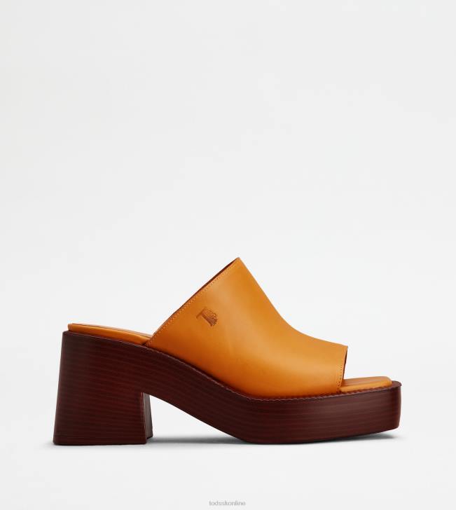 Tod's 8NXV223 oranžová ženy kožená platforma s podpätkom