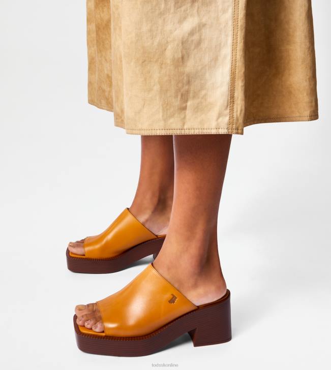 Tod\'s 8NXV223 oranžová ženy kožená platforma s podpätkom