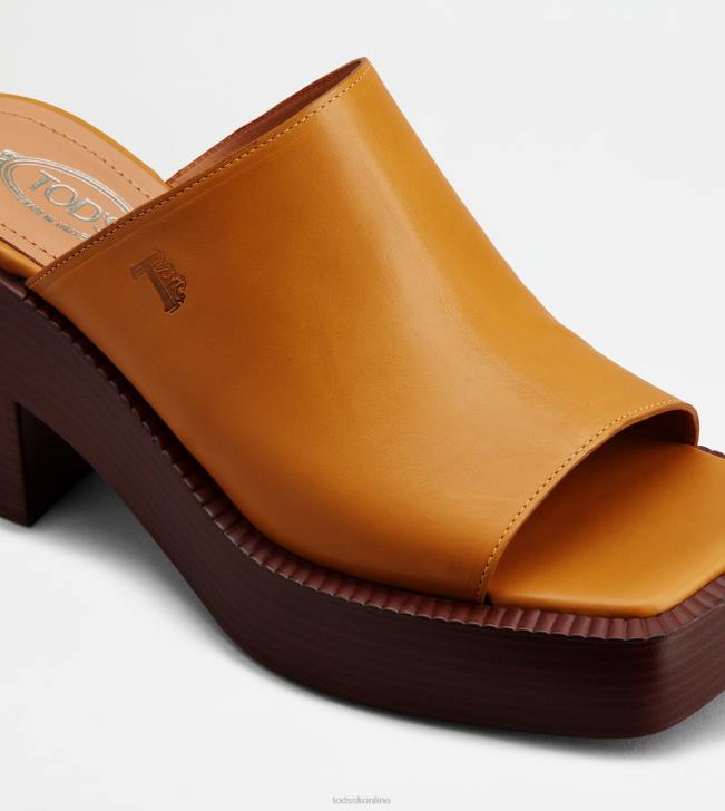 Tod\'s 8NXV223 oranžová ženy kožená platforma s podpätkom