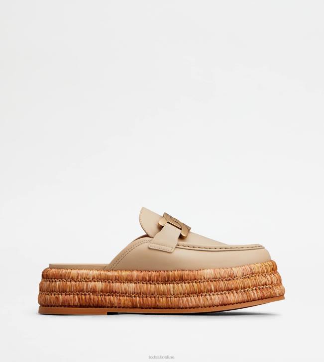 Tod's 8NXV226 béžová ženy kate platforma mules v koži