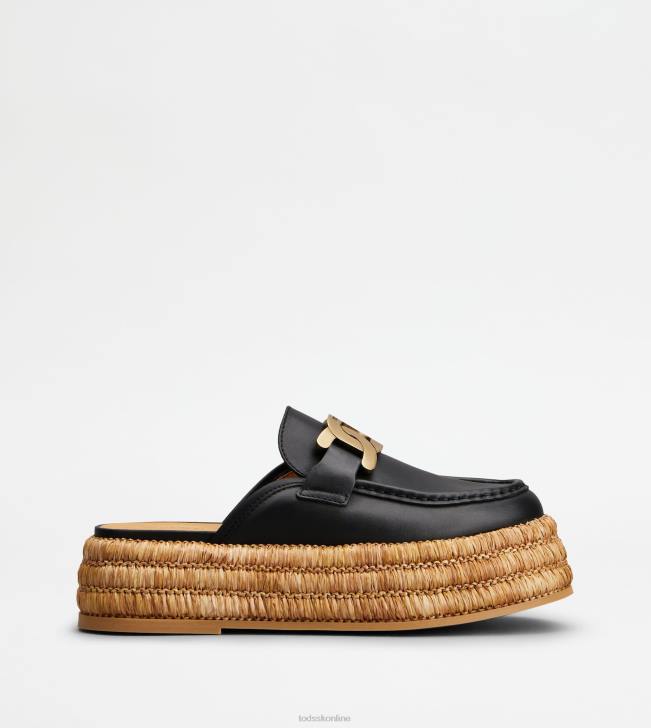 Tod's 8NXV227 čierna ženy kate platforma mules v koži