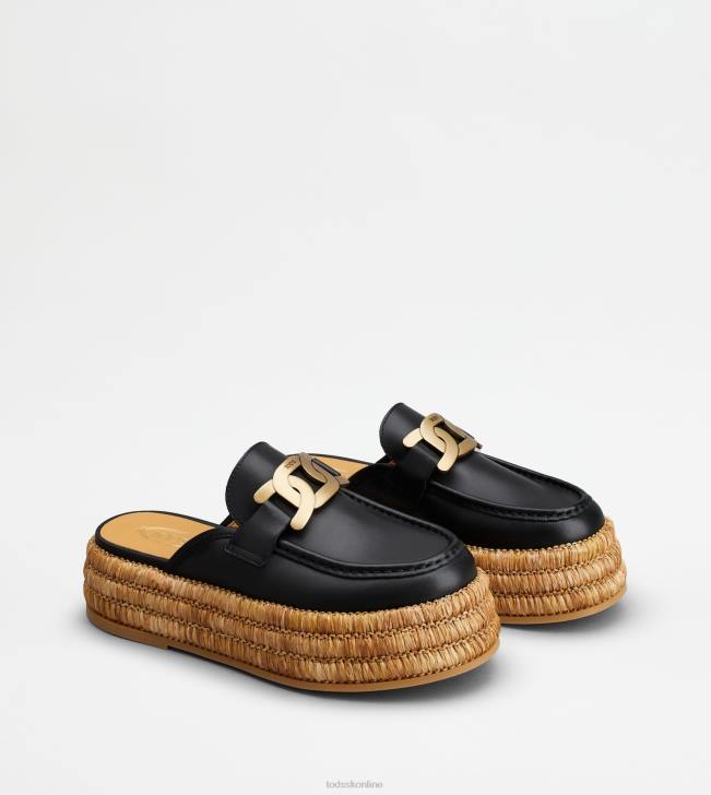 Tod\'s 8NXV227 čierna ženy kate platforma mules v koži