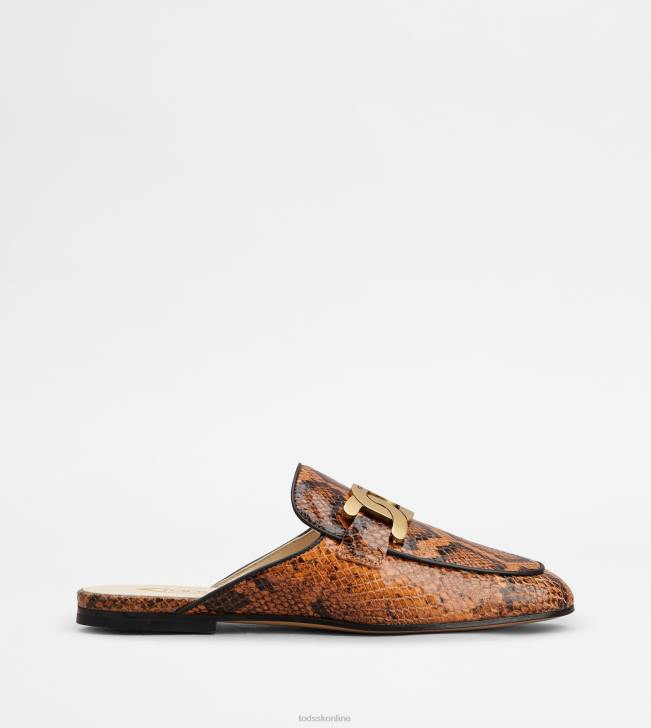 Tod's 8NXV233 čierna/hnedá ženy kate mules v koži s plazmi