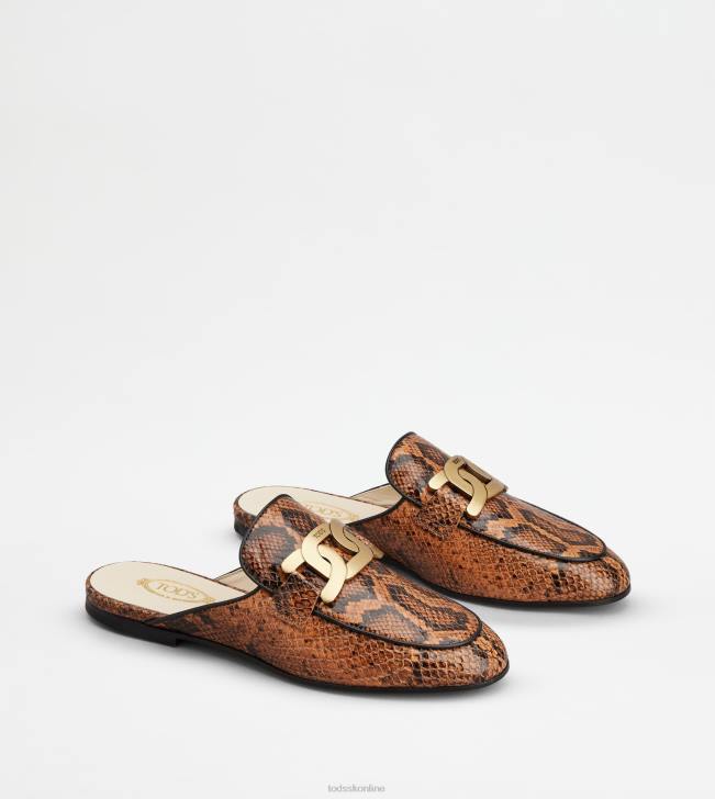 Tod\'s 8NXV233 čierna/hnedá ženy kate mules v koži s plazmi