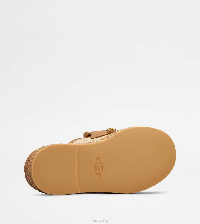 Tod\'s 8NXV234 hnedá ženy mules na platforme kate v látke a koži