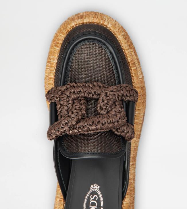 Tod\'s 8NXV235 hnedá/béžová ženy mules na platforme kate v látke a koži