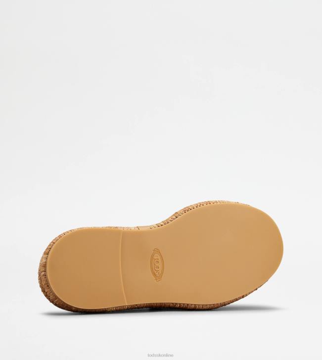 Tod\'s 8NXV235 hnedá/béžová ženy mules na platforme kate v látke a koži