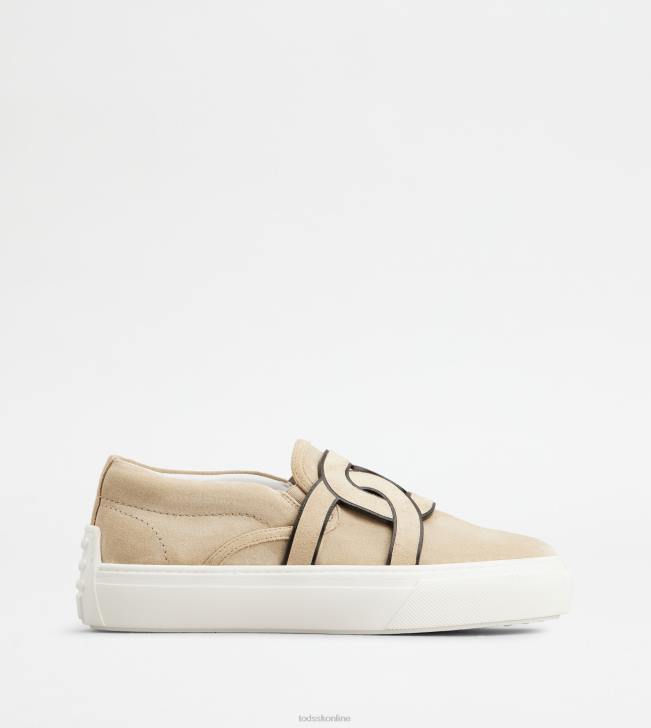 Tod's 8NXV151 béžová ženy kate slip-ons v semišovom prevedení