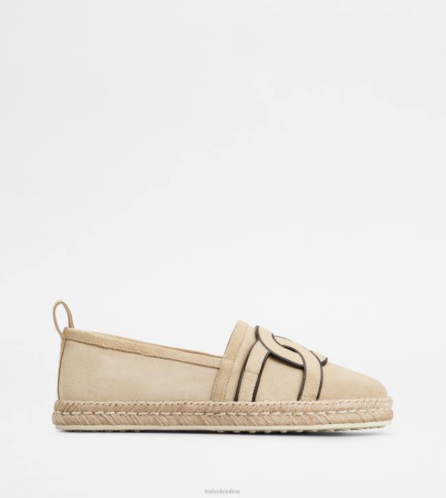 Tod's 8NXV198 béžová ženy kate slip-ons v semišovom prevedení