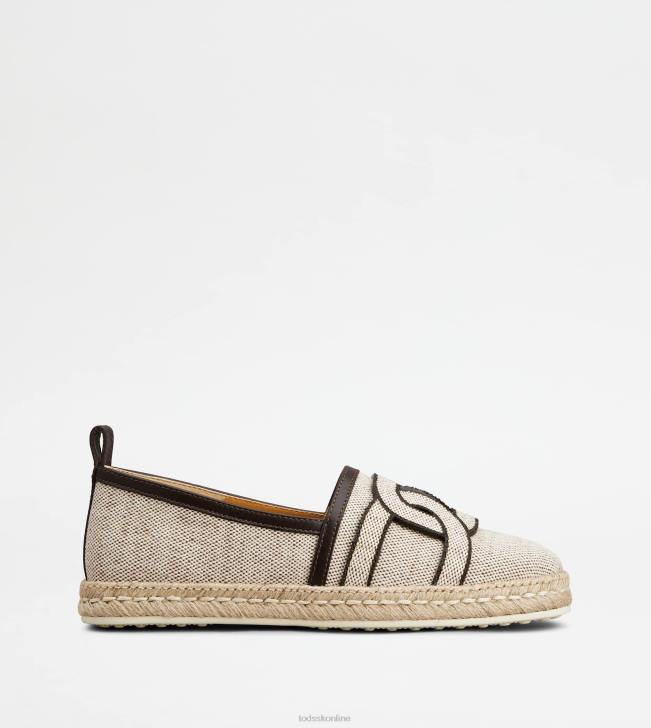 Tod's 8NXV200 hnedá ženy kate slip-ony z plátna a kože