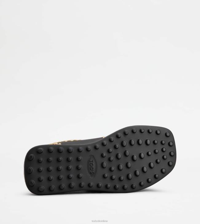 Tod\'s 8NXV203 čierna ženy kožené sandále s dvojitým remienkom