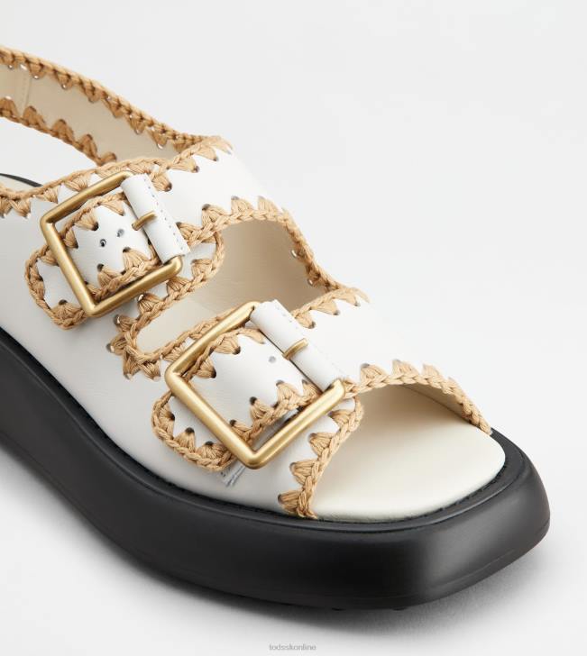 Tod\'s 8NXV204 biely ženy kožené sandále s dvojitým remienkom