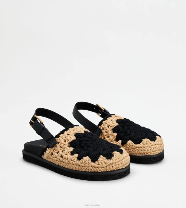 Tod\'s 8NXV208 čierna/béžová ženy sandále z látky a kože