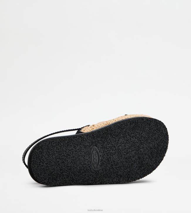 Tod\'s 8NXV208 čierna/béžová ženy sandále z látky a kože