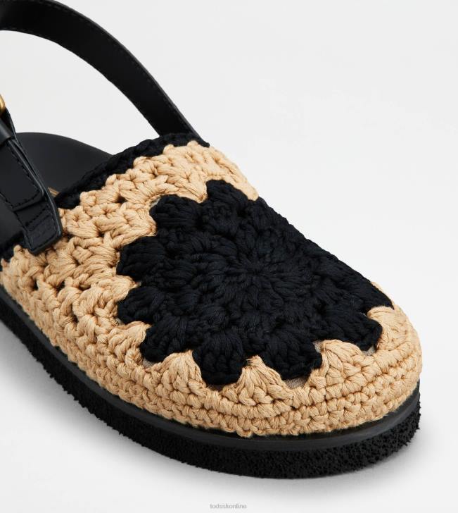 Tod\'s 8NXV208 čierna/béžová ženy sandále z látky a kože