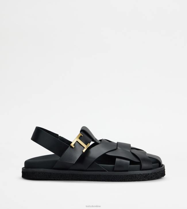 Tod's 8NXV209 čierna ženy t nadčasové sandále z kože