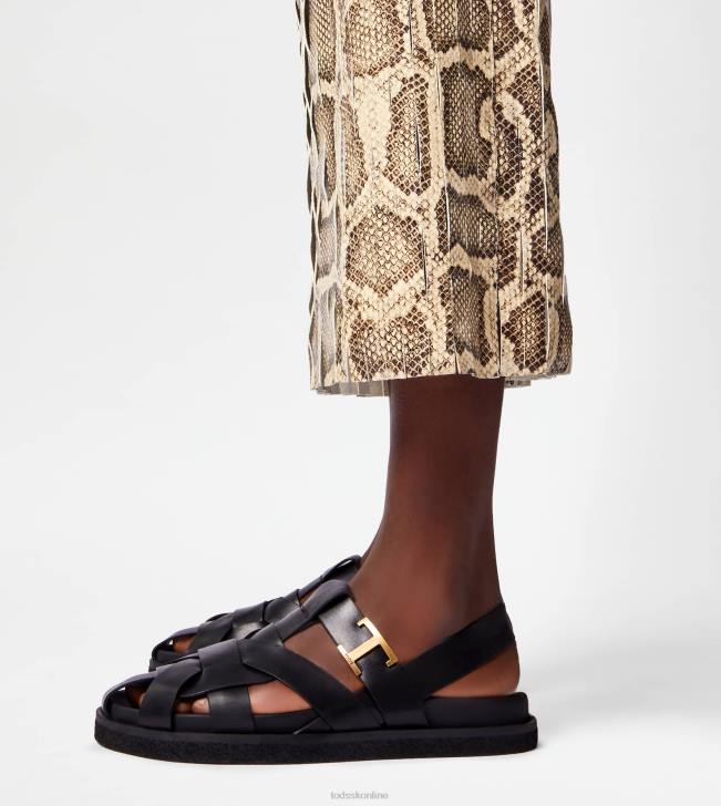 Tod\'s 8NXV209 čierna ženy t nadčasové sandále z kože