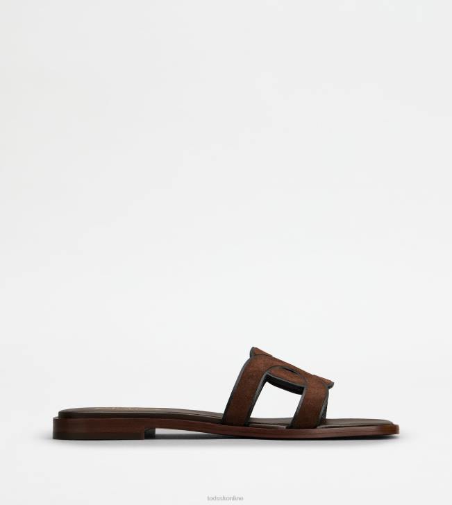 Tod's 8NXV216 hnedá ženy semišové sandále