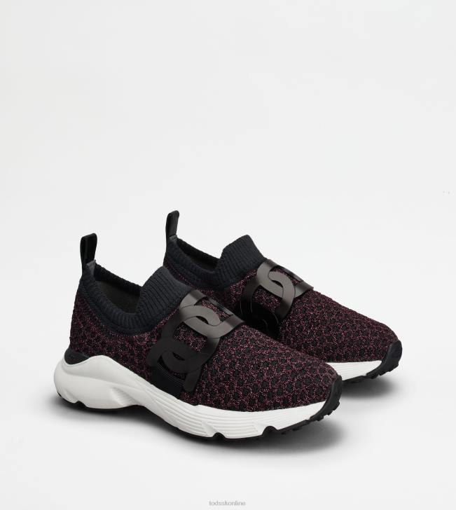 Tod\'s 8NXV128 čierna/ružová ženy tenisky kate z technickej tkaniny lurexovej zmesi