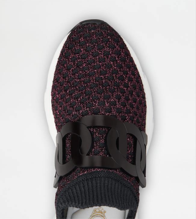 Tod\'s 8NXV128 čierna/ružová ženy tenisky kate z technickej tkaniny lurexovej zmesi