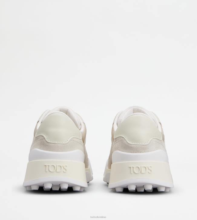 Tod\'s 8NXV129 off white ženy semišové tenisky a hladká koža