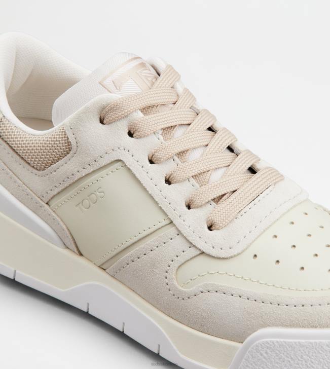 Tod\'s 8NXV129 off white ženy semišové tenisky a hladká koža
