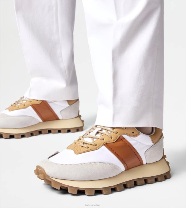 Tod\'s 8NXV131 biela/béžová/oranžová ženy tenisky 1t z semišu a látky