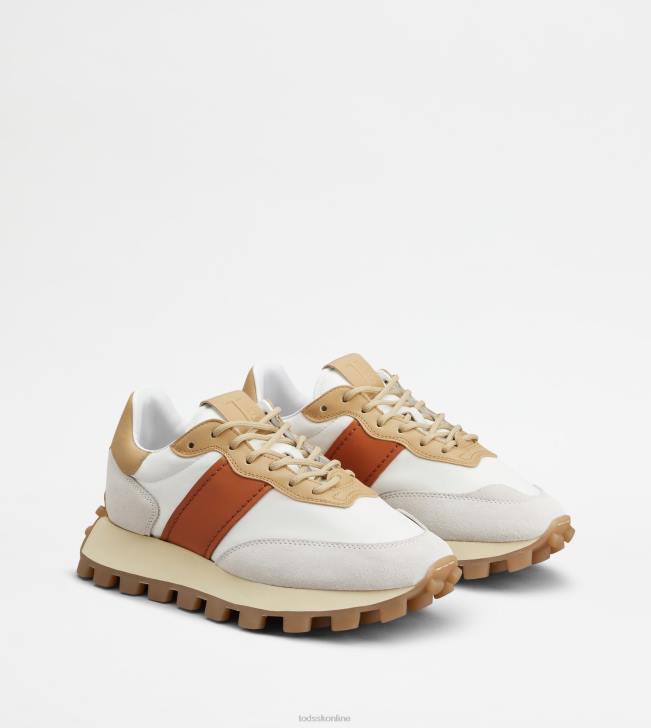 Tod\'s 8NXV131 biela/béžová/oranžová ženy tenisky 1t z semišu a látky
