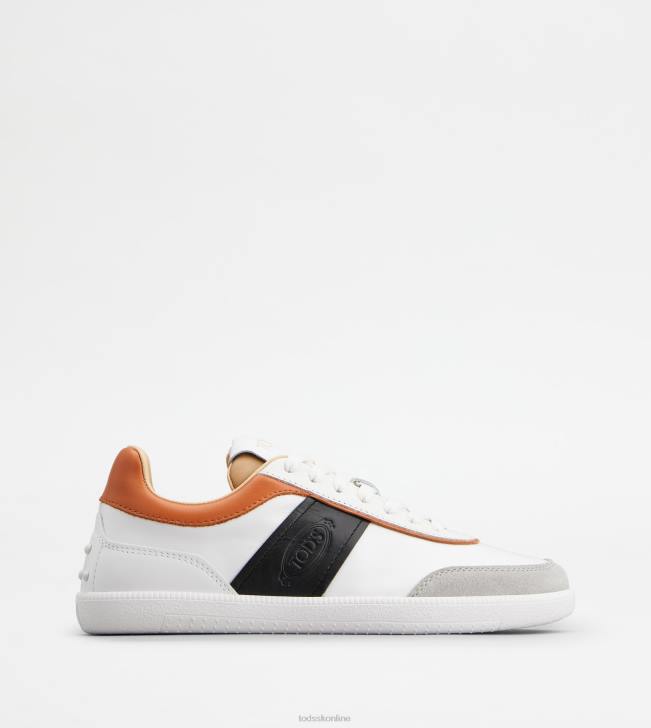 Tod's 8NXV137 biela/čierna/hnedá ženy kožené tenisky so záložkami
