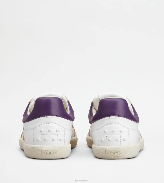 Tod\'s 8NXV141 biela/žltá/fialová ženy tenisky so zarážkami z hladkej kože a semišu
