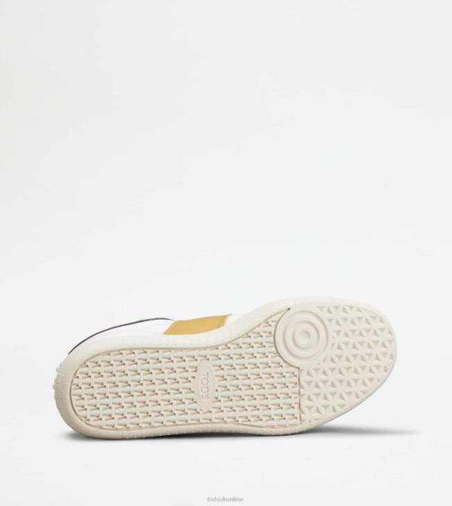 Tod\'s 8NXV141 biela/žltá/fialová ženy tenisky so zarážkami z hladkej kože a semišu